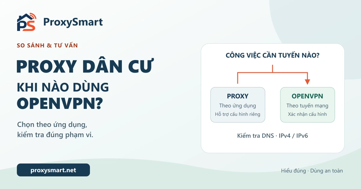 Khi nào dùng OpenVPN đi kèm Proxy dân cư?